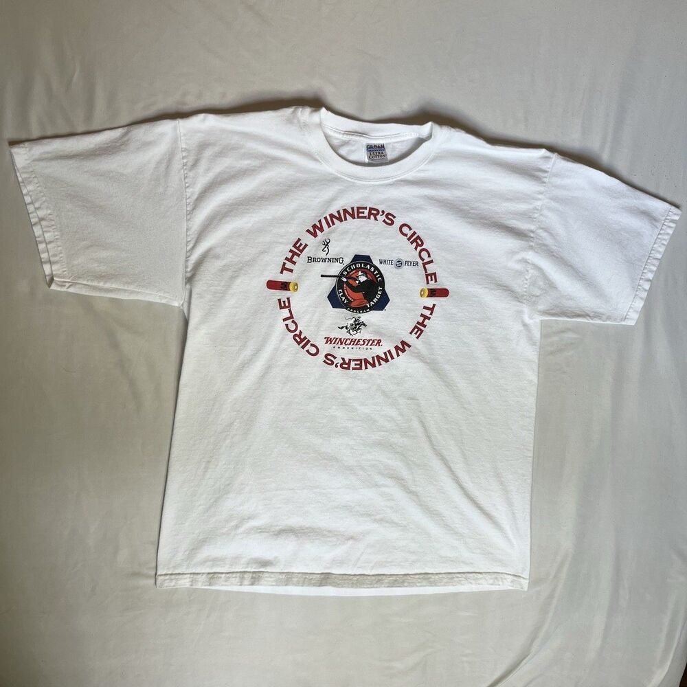 VTG Winchester Ammunition Winners Circle T Shirt Size XL Target Shooting White